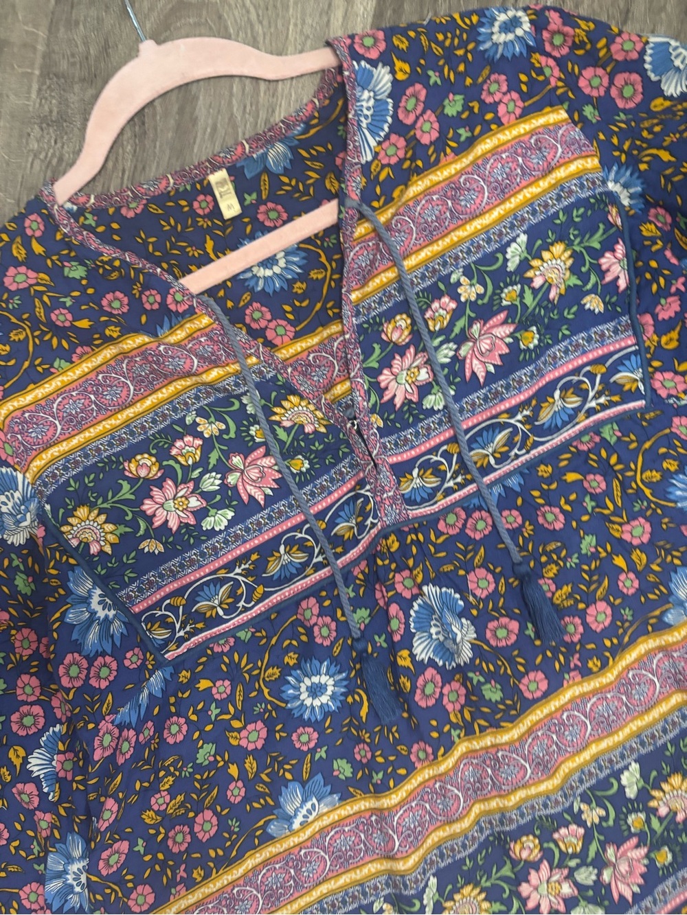 Spell & The Gypsy Collective Folktown Blouse Navy Blue Floral Boho - Size M - Picture 6 of 8